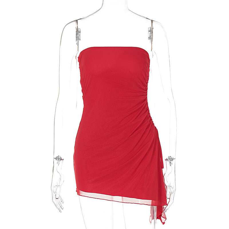 Y2K Tube-top Split Dress Estate Ins Moda Backless Abiti corti per le donne