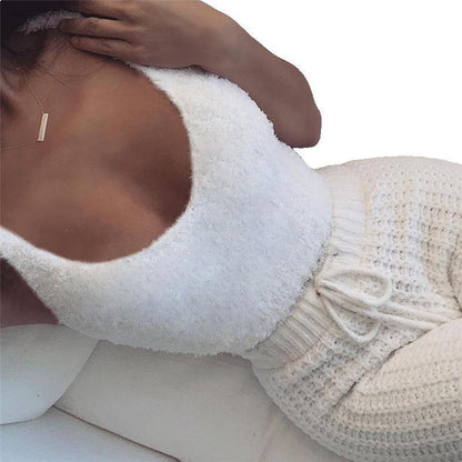 3pcs Abbigliamento Donna Manica Lunga Crop Canotta E Pantaloncini Con Coulisse Pigiama Set