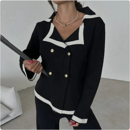 Conjunto de pantalón ancho de punto para mujer