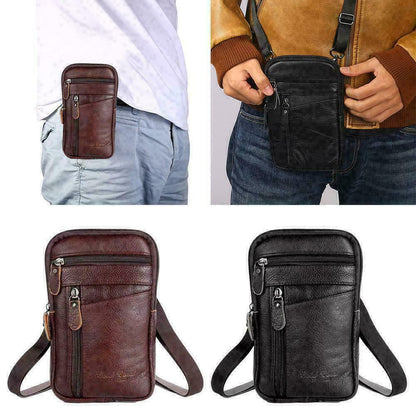 Moda in pelle da uomo Phone Pouch Belt Bag Waist Crossbody Shoulder Pouch UK