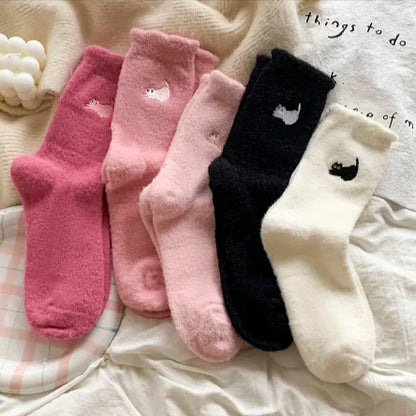 Calcetines Cálidos de Media Pierna Engrosados y con Terciopelo para Mujer