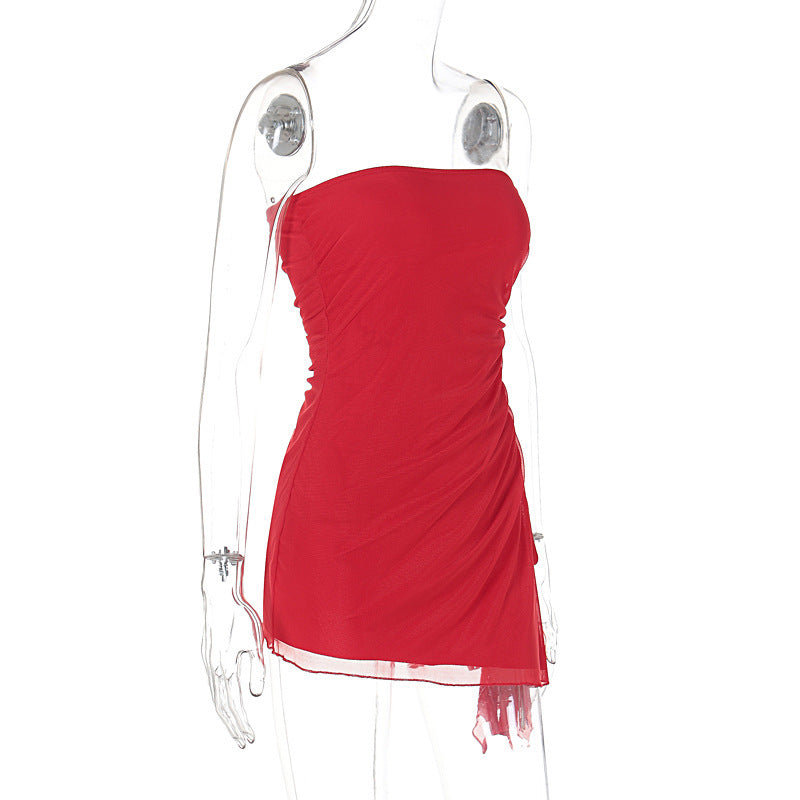 Y2K Tube-top Split Dress Estate Ins Moda Backless Abiti corti per le donne