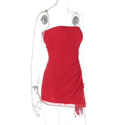 Y2K Tube-top Split Dress Estate Ins Moda Backless Abiti corti per le donne