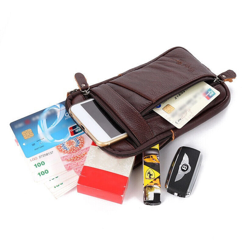 Moda in pelle da uomo Phone Pouch Belt Bag Waist Crossbody Shoulder Pouch UK