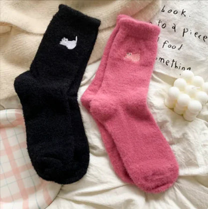 Calcetines Cálidos de Media Pierna Engrosados y con Terciopelo para Mujer