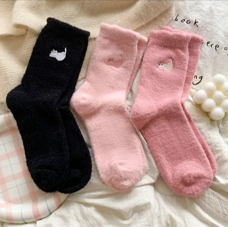 Calcetines Cálidos de Media Pierna Engrosados y con Terciopelo para Mujer