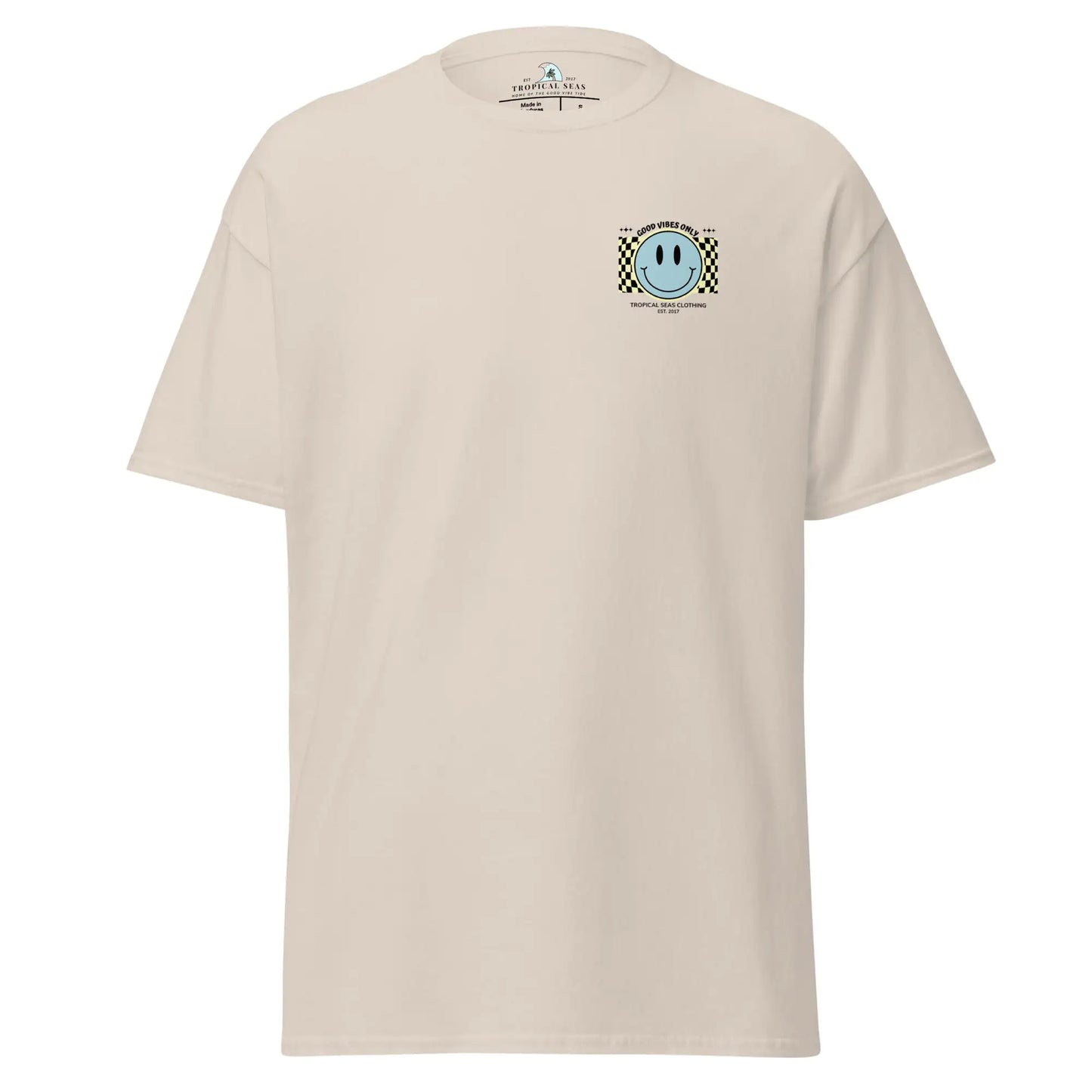T-shirt classica da uomo con faccina sorridente "Good Vibes"