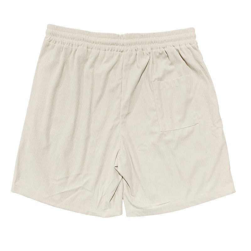 Pantaloncini cargo da uomo, estivi, in velluto a coste vintage, con coulisse e tasche