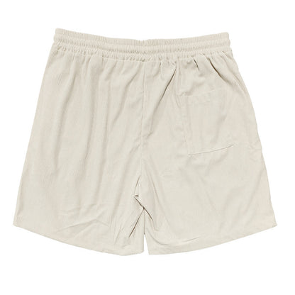 Pantaloncini cargo da uomo, estivi, in velluto a coste vintage, con coulisse e tasche