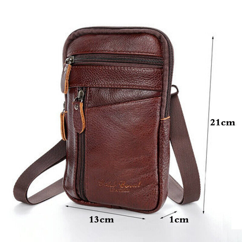 Moda in pelle da uomo Phone Pouch Belt Bag Waist Crossbody Shoulder Pouch UK