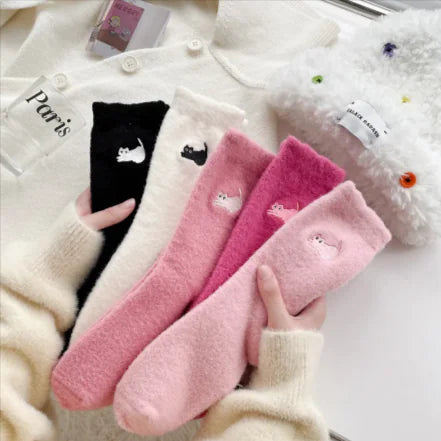 Calcetines Cálidos de Media Pierna Engrosados y con Terciopelo para Mujer