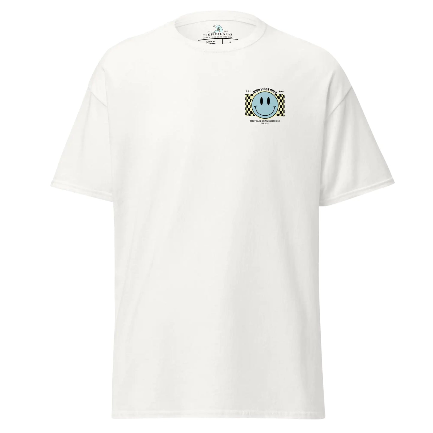 T-shirt classica da uomo con faccina sorridente "Good Vibes"