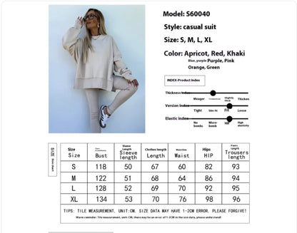 Conjunto Casual de Suéter para Mujer con Top Dividido y Pantalones Ajustados