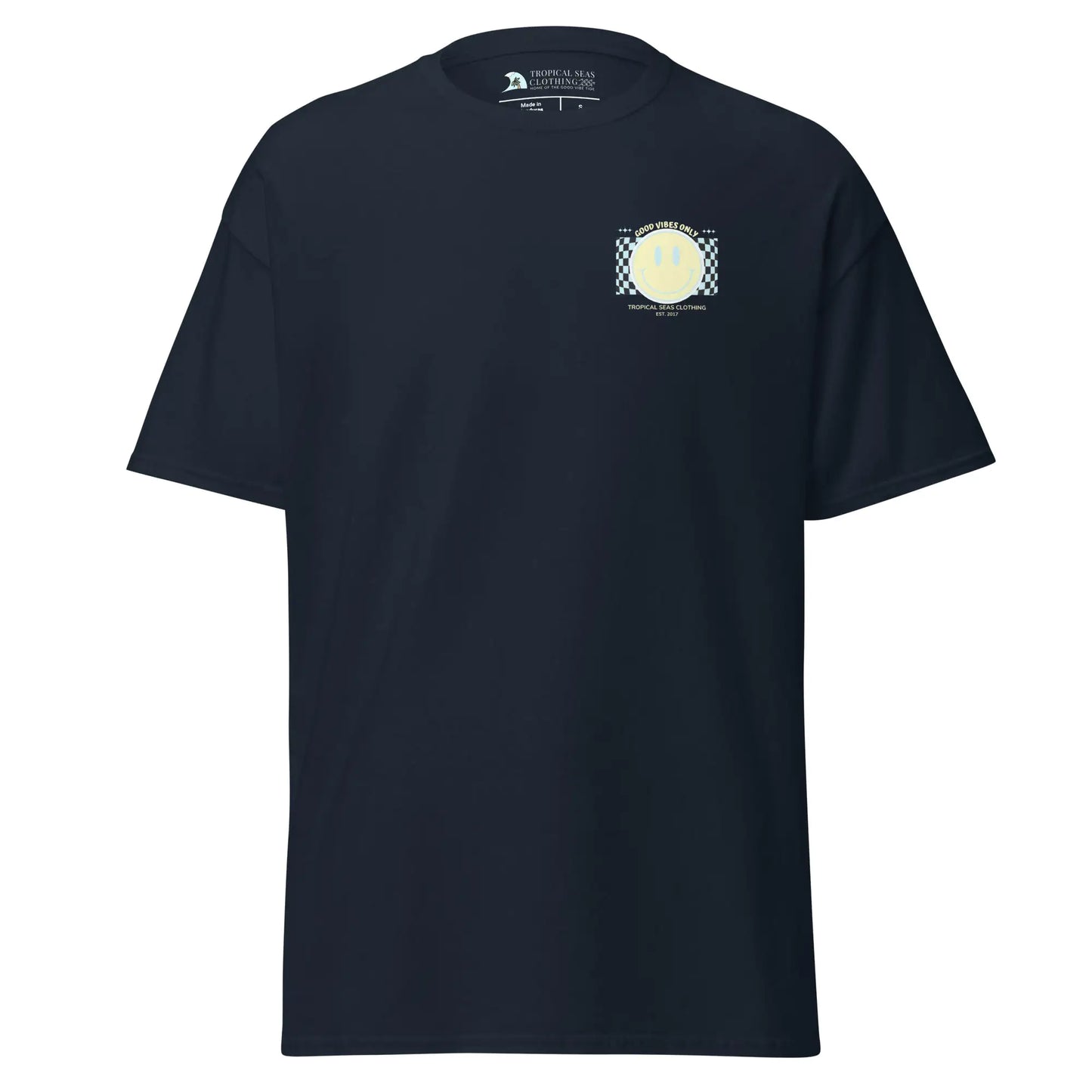 T-shirt classica da uomo con faccina sorridente "Good Vibes"