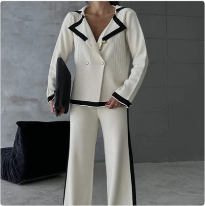 Conjunto de pantalón ancho de punto para mujer