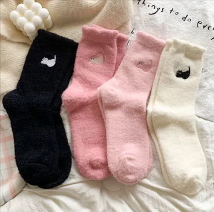 Calcetines Cálidos de Media Pierna Engrosados y con Terciopelo para Mujer