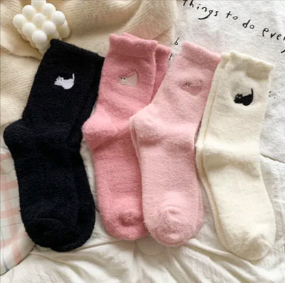 Calcetines Cálidos de Media Pierna Engrosados y con Terciopelo para Mujer